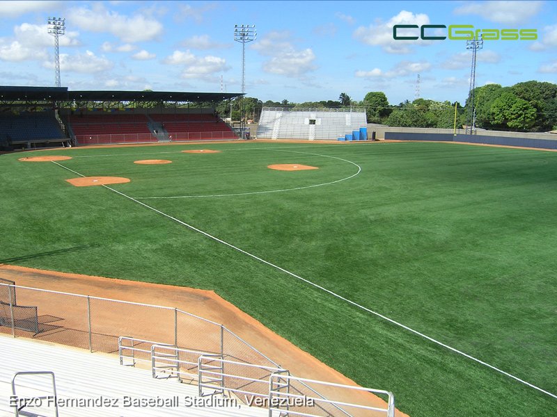 Commercial artificial turf baseball field