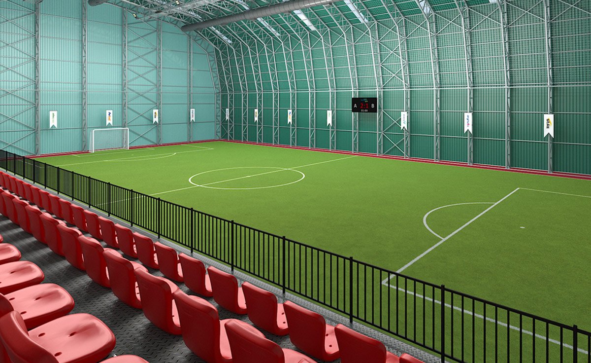 Indoor commercial artificial turf field