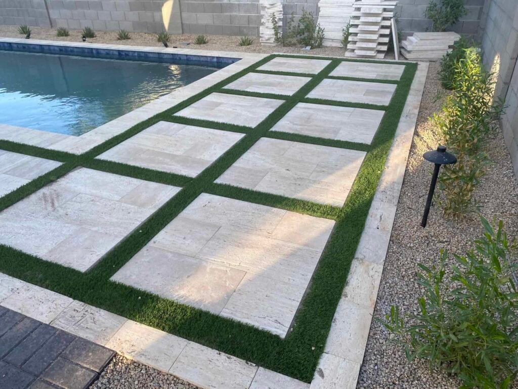 Turf with apex pavers