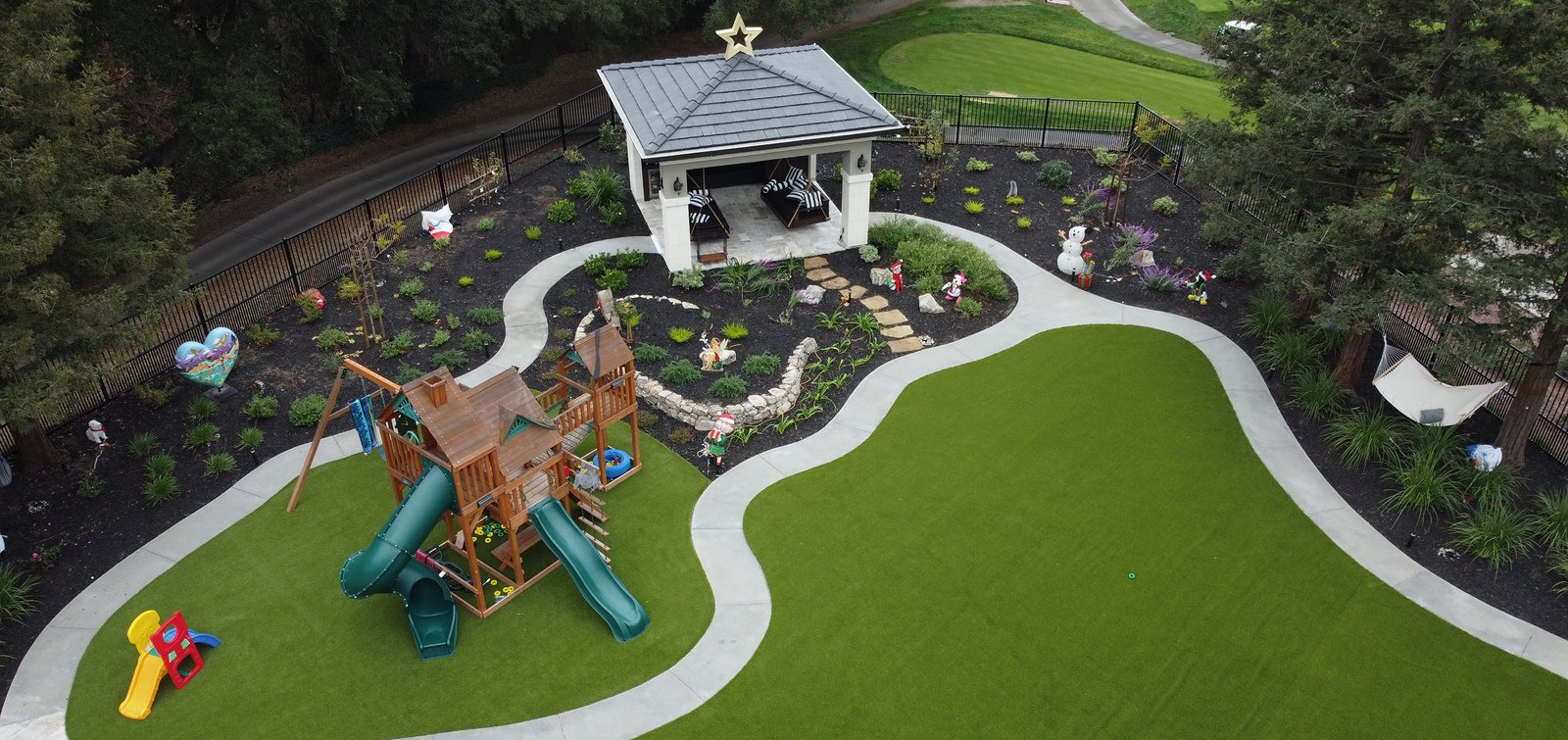 Playground with artificial turf