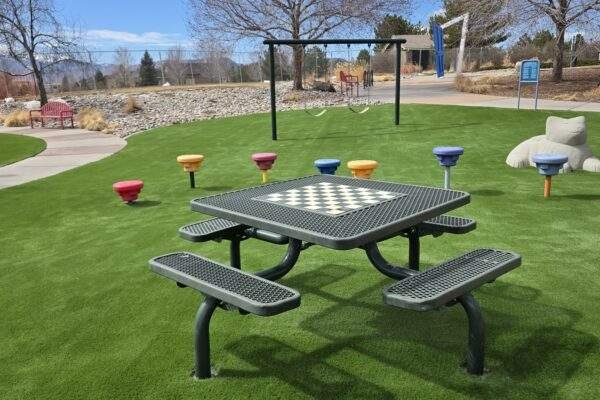 Community playground with turf